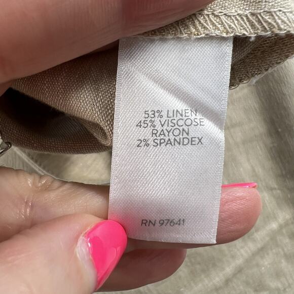 J Jill Plus 4X Linen Stretch Pants Pull On Elastic Waist Straight Leg Slit Hem - Picture 7 of 15